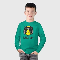 Лонгслив хлопковый детский Owl: Wake up!, цвет: зеленый — фото 2
