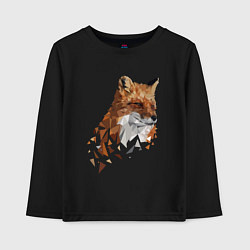 Лонгслив хлопковый детский Полигональный лис, цвет: черный
