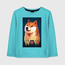 Лонгслив хлопковый детский Wow Doge, цвет: бирюзовый