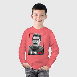 Лонгслив хлопковый детский Stalin: Style in, цвет: коралловый — фото 2