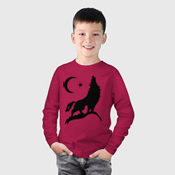 Лонгслив хлопковый детский Кавказский волк, цвет: маджента — фото 2
