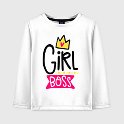 Лонгслив хлопковый детский Girl Boss, цвет: белый