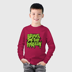 Лонгслив хлопковый детский Bring me the horizon, цвет: маджента — фото 2
