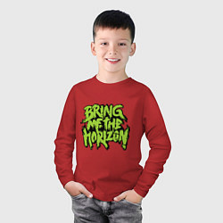 Лонгслив хлопковый детский Bring me the horizon, цвет: красный — фото 2