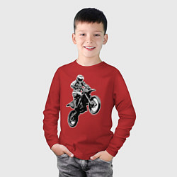 Лонгслив хлопковый детский Мотокросс, цвет: красный — фото 2