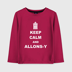 Лонгслив хлопковый детский Keep Calm & Allons-Y, цвет: маджента