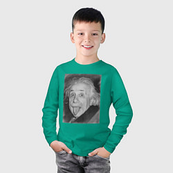 Лонгслив хлопковый детский Энштейн дурачится, цвет: зеленый — фото 2