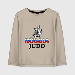 Лонгслив хлопковый детский Russia judo, цвет: миндальный