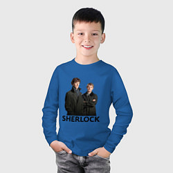 Лонгслив хлопковый детский Sherlock, цвет: синий — фото 2
