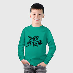 Лонгслив хлопковый детский Punks not dead, цвет: зеленый — фото 2