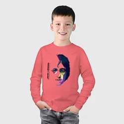 Лонгслив хлопковый детский John Lennon: Techno, цвет: коралловый — фото 2