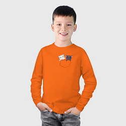 Лонгслив хлопковый детский Кисы, цвет: оранжевый — фото 2