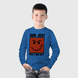 Лонгслив хлопковый детский Bon Jovi: Have a nice day, цвет: синий — фото 2
