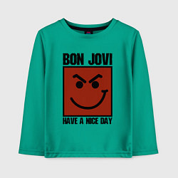 Лонгслив хлопковый детский Bon Jovi: Have a nice day, цвет: зеленый