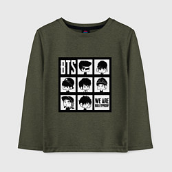 Лонгслив хлопковый детский BTS: We are bulletproof, цвет: меланж-хаки