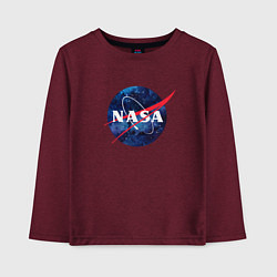 Лонгслив хлопковый детский NASA: Cosmic Logo, цвет: меланж-бордовый