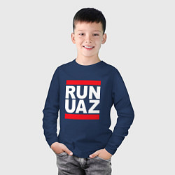Лонгслив хлопковый детский Run UAZ, цвет: тёмно-синий — фото 2