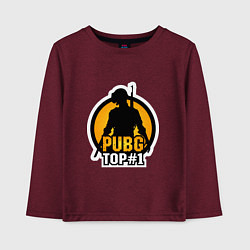 Лонгслив хлопковый детский PUBG Top 1, цвет: меланж-бордовый