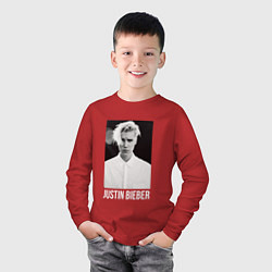 Лонгслив хлопковый детский Justin Bieber, цвет: красный — фото 2
