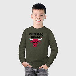Лонгслив хлопковый детский Chicago Bulls, цвет: меланж-хаки — фото 2