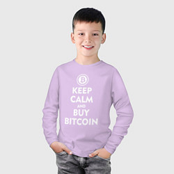 Лонгслив хлопковый детский Keep Calm & Buy Bitcoin, цвет: лаванда — фото 2