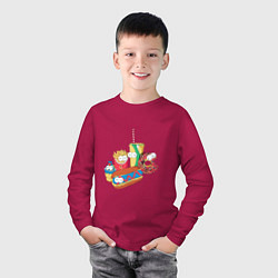 Лонгслив хлопковый детский Фастфуд Симпсоны, цвет: маджента — фото 2