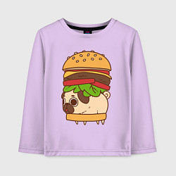 Лонгслив хлопковый детский Мопс-бургер, цвет: лаванда