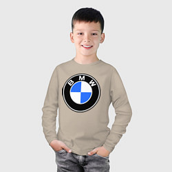 Лонгслив хлопковый детский Logo BMW, цвет: миндальный — фото 2