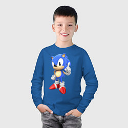 Лонгслив хлопковый детский Classic Sonic, цвет: синий — фото 2
