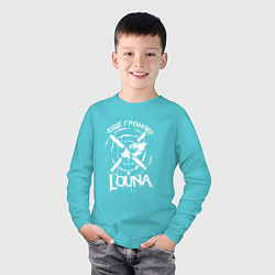 Лонгслив хлопковый детский Louna: Еще громче, цвет: бирюзовый — фото 2