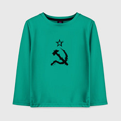 Лонгслив хлопковый детский СССР: Серп и молот, цвет: зеленый
