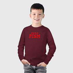 Лонгслив хлопковый детский FCSM Club, цвет: меланж-бордовый — фото 2