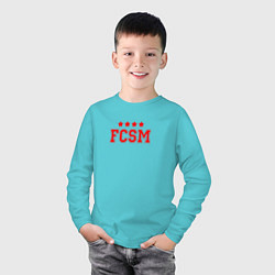 Лонгслив хлопковый детский FCSM Club, цвет: бирюзовый — фото 2