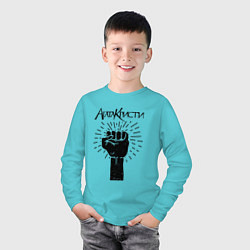 Лонгслив хлопковый детский Агата Кристи в кулаке, цвет: бирюзовый — фото 2
