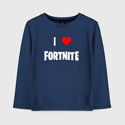 Лонгслив хлопковый детский I love Fortnite, цвет: тёмно-синий