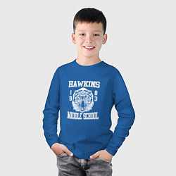 Лонгслив хлопковый детский Hawkins Middle School, цвет: синий — фото 2