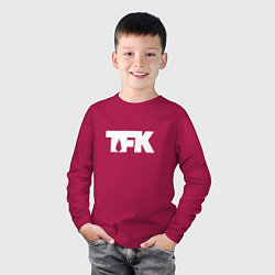 Лонгслив хлопковый детский TFK: White Logo, цвет: маджента — фото 2