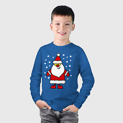 Лонгслив хлопковый детский Веселый Дед Мороз, цвет: синий — фото 2