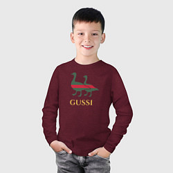Лонгслив хлопковый детский GUSSI GG, цвет: меланж-бордовый — фото 2
