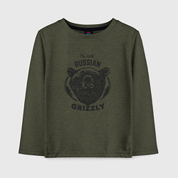 Лонгслив хлопковый детский Russian Grizzly, цвет: меланж-хаки