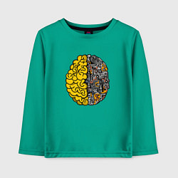 Лонгслив хлопковый детский Мозг инженера, цвет: зеленый