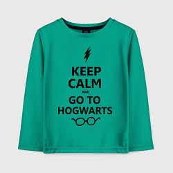 Лонгслив хлопковый детский Keep Calm & Go To Hogwarts, цвет: зеленый