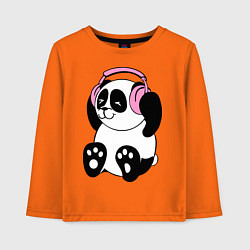 Лонгслив хлопковый детский Panda in headphones панда в наушниках, цвет: оранжевый