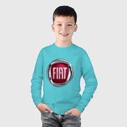 Лонгслив хлопковый детский FIAT logo, цвет: бирюзовый — фото 2