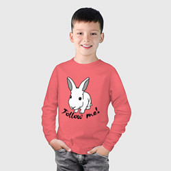 Лонгслив хлопковый детский Rabbit: follow me, цвет: коралловый — фото 2