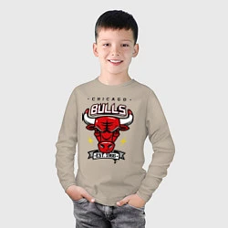 Лонгслив хлопковый детский Chicago Bulls est. 1966, цвет: миндальный — фото 2