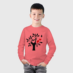 Лонгслив хлопковый детский Дерево любви, цвет: коралловый — фото 2