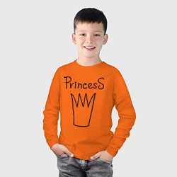 Лонгслив хлопковый детский PrincesS picture, цвет: оранжевый — фото 2