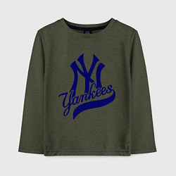 Лонгслив хлопковый детский NY - Yankees, цвет: меланж-хаки