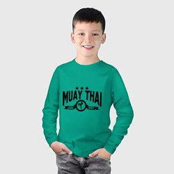 Лонгслив хлопковый детский Muay thai boxing, цвет: зеленый — фото 2